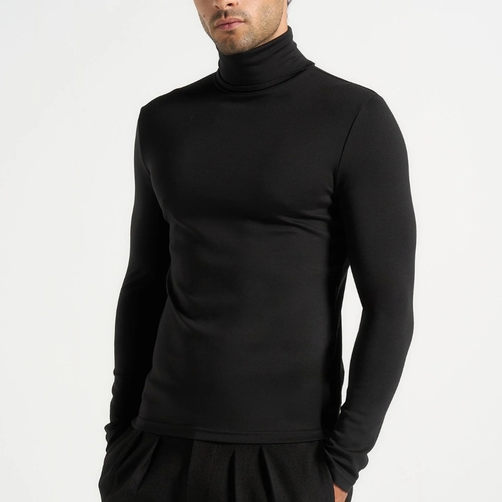 Men's Black Turtleneck Sweater